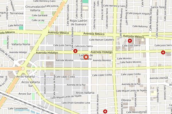 Map showing Choclo y Maiz Cocina Vegana in Guadalajara