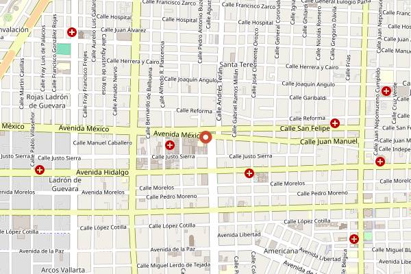 Map showing Santo Coyote in Guadalajara