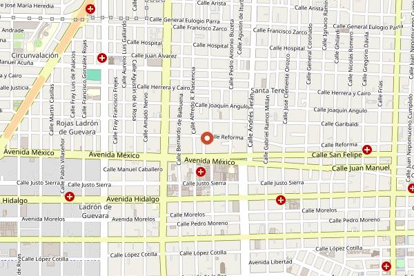 Map showing Vegetariano Zanahoria in Guadalajara