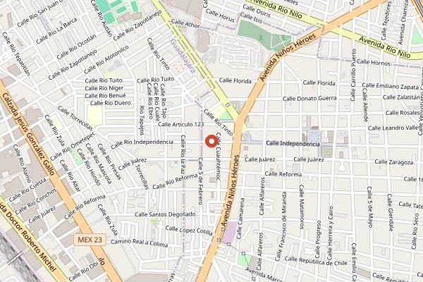 Map showing Dia de Muertos Tlaquepaque in Guadalajara