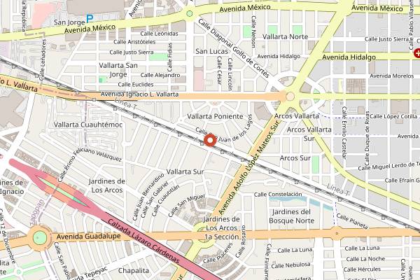 Map showing I Latina in Guadalajara