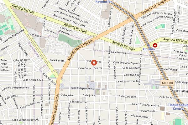 Map showing El Meson de la Nieta in Guadalajara