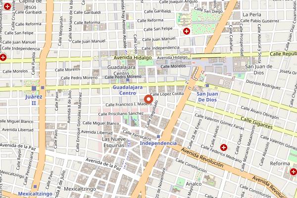 Map showing Bar Paquito in Guadalajara