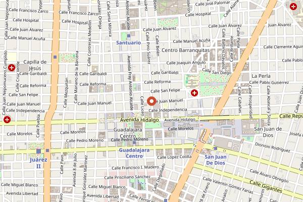 Map showing La Fuente in Guadalajara