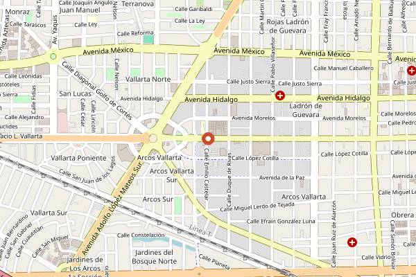 Map showing Matiz Club in Guadalajara