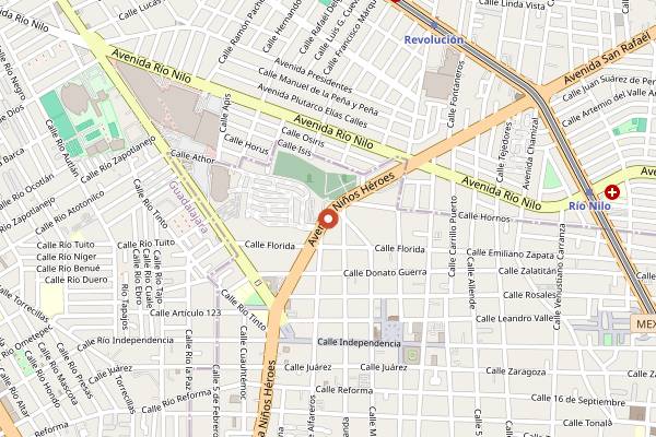 Map showing Fonda Canela in Guadalajara