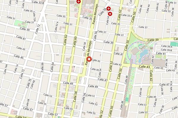 Map showing Esmeralda Brewing in Mérida