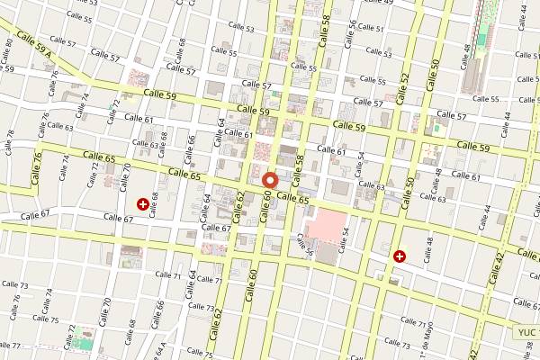 Map showing Esquites Plaza Grande in Mérida