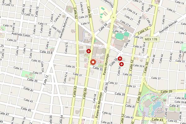 Map showing Ki' Café Paseo 60 in Mérida