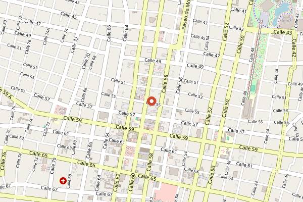 Map showing Casa de los Sabores Yucatecos in Mérida