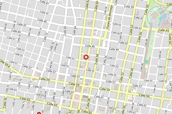 Map showing Mercado 60 Bars in Mérida