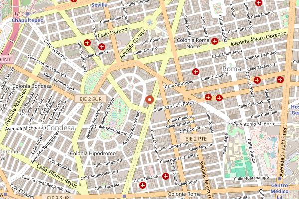 Map showing Cayetana Panaderia in Mexico City
