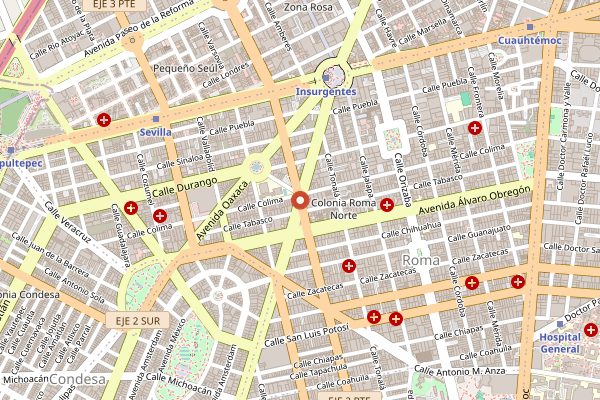 Map showing Delirio in Mexico City