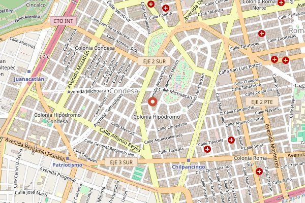 Map showing Tout Chocolat in Mexico City