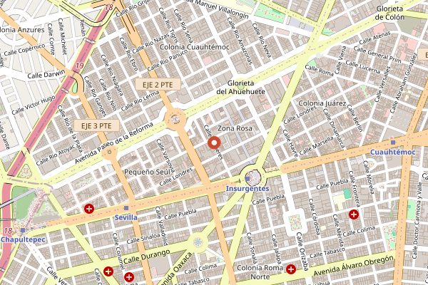 Map showing Handshake Speakeasy in Mexico City