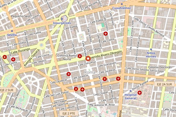 Map showing Licoreria Limantour in Mexico City
