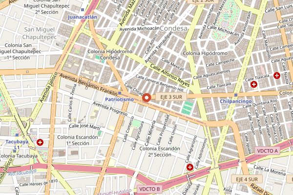 Map showing El Deposito Condesa in Mexico City