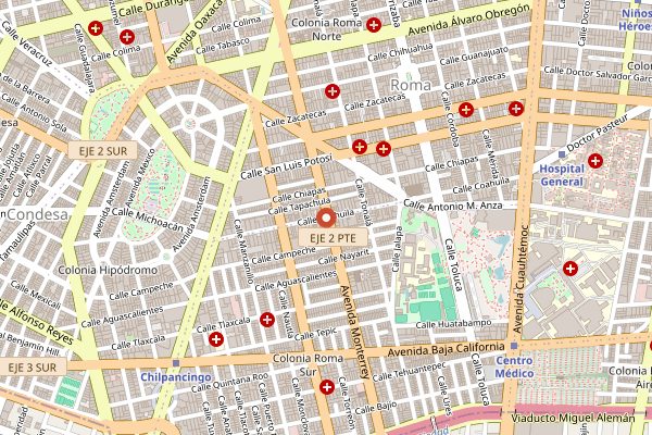 Map showing Falling Piano Brewing Co in Mexico City