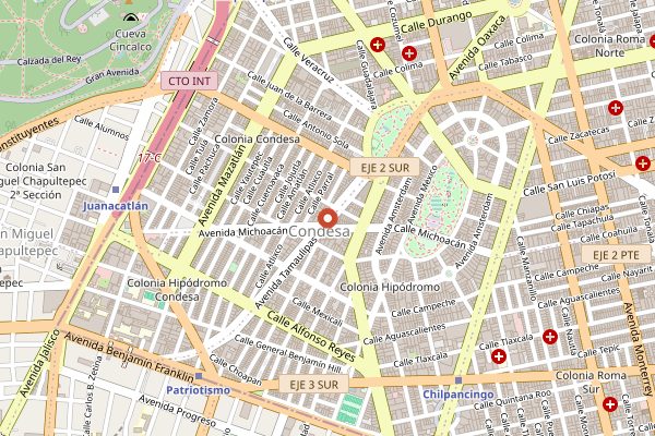 Map showing El Tizoncito in Mexico City