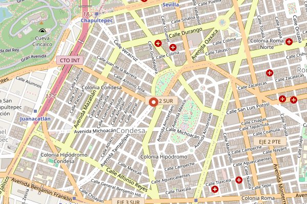 Map showing Blend Station Condesa in Mexico City