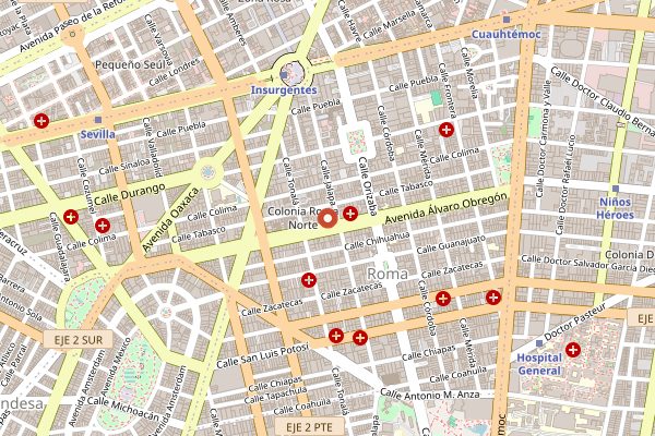 Map showing Boicot Cafe in Mexico City