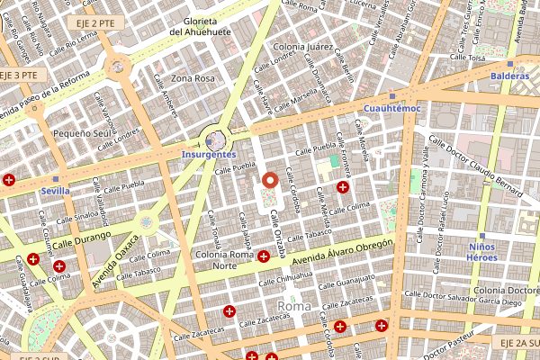 Map showing Buna in Mexico City
