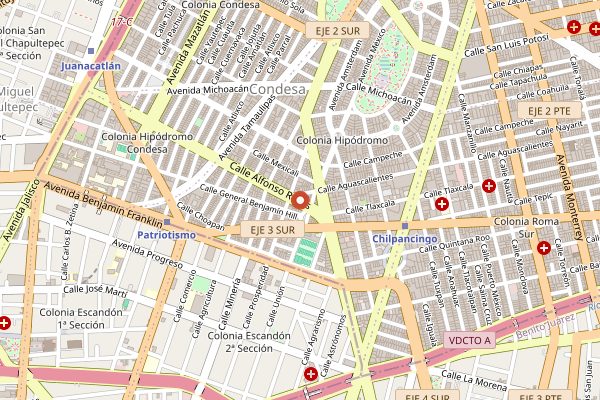 Map showing Chiquitito Cafe in Mexico City