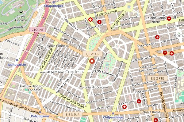 Map showing Azul Condesa in Mexico City