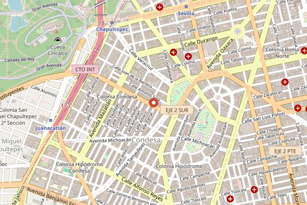 Map showing El Pescadito in Mexico City