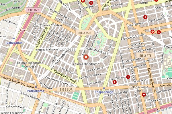 Map showing Maque Condesa in Mexico City