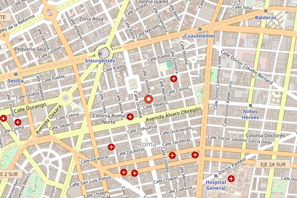 Map showing Meroma in Mexico City