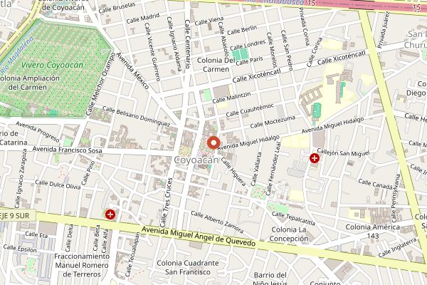 Map showing Mexican Home Cooking School in Mexico City