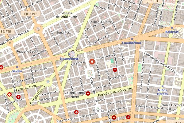 Map showing Plantasia Cafe in Mexico City