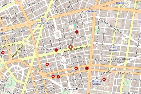 Map showing Maximo Bistrot in Mexico City