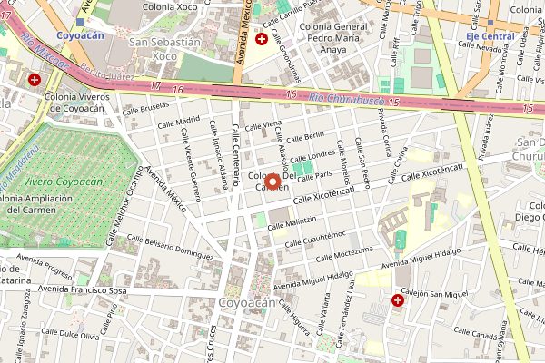 Map showing Cafe Avellaneda in Mexico City