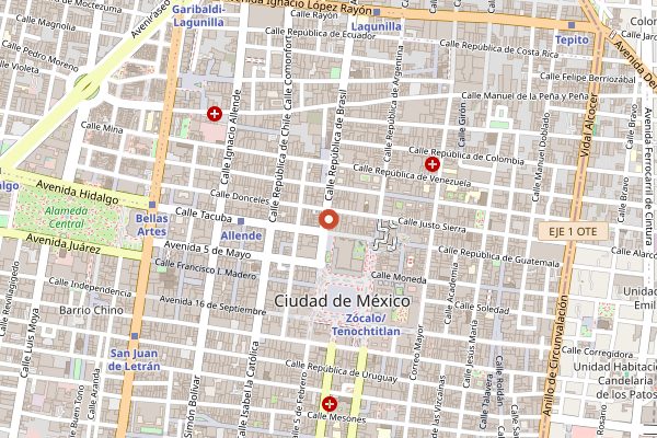 Map showing Bosforo Mezcaleria in Mexico City