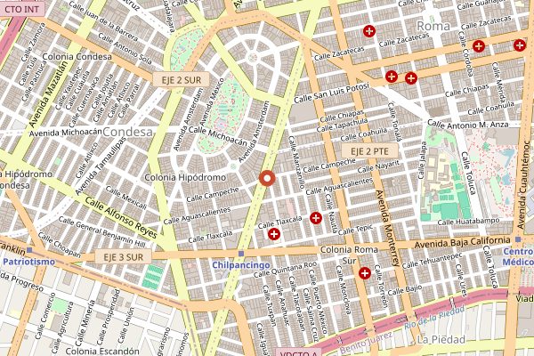 Map showing Mercado Medellin in Mexico City