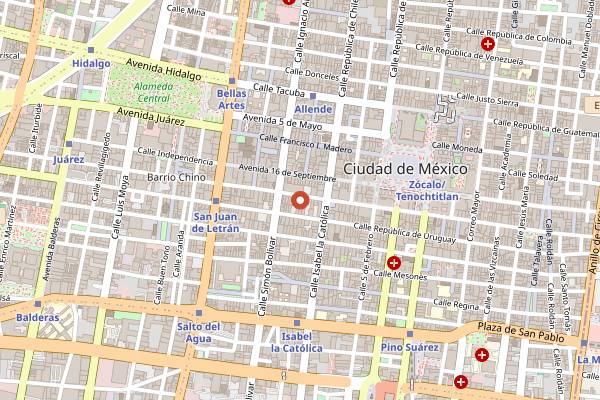 Map showing Bar Mancera in Mexico City