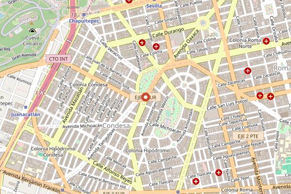 Map showing Caradura in Mexico City