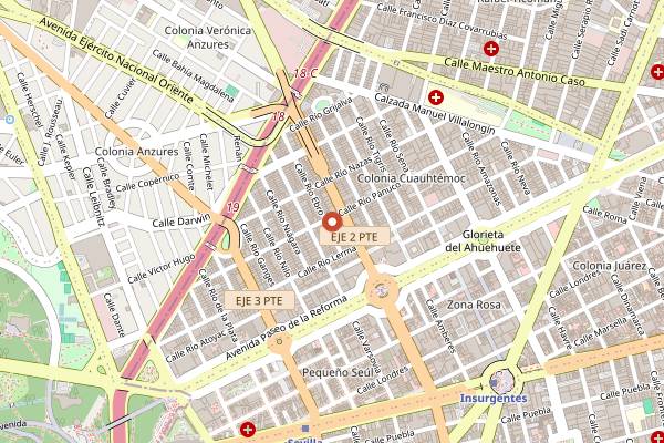 Map showing Le Tachinomi Desu in Mexico City