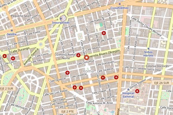 Map showing Licoreria Limantour in Mexico City