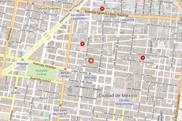 Map showing Marrakech Salon in Mexico City