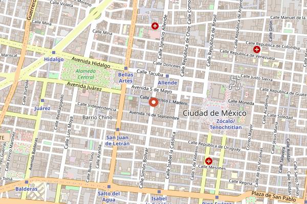 Map showing Salon Corona in Mexico City
