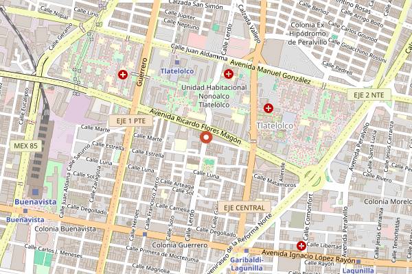 Map showing Salon Los Angeles in Mexico City