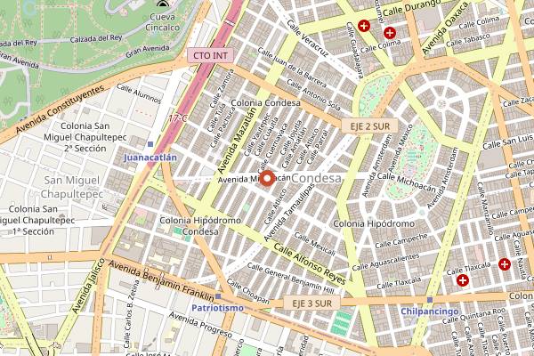 Map showing Salon Malafama in Mexico City