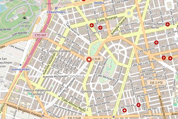 Map showing Salon Pata Negra in Mexico City