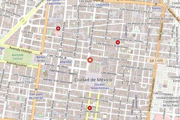 Map showing Terraza Catedral in Mexico City