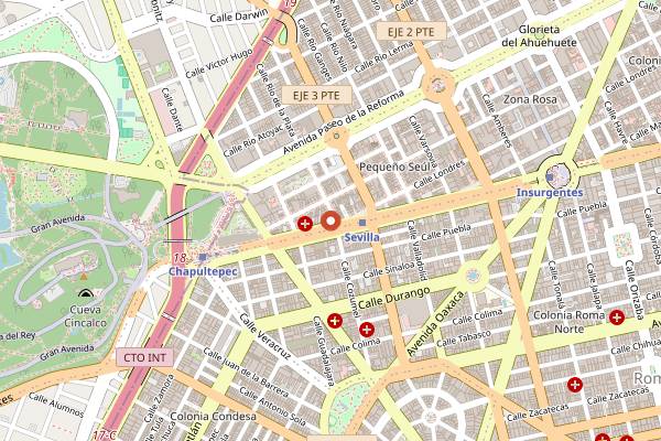 Map showing Toledo Rooftop in Mexico City