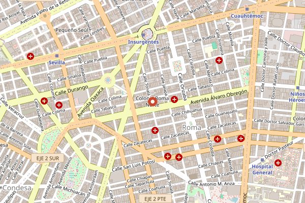Map showing Contramar in Mexico City
