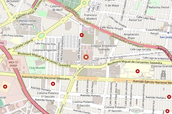 Map showing Loma Linda Plaza Carso in Mexico City